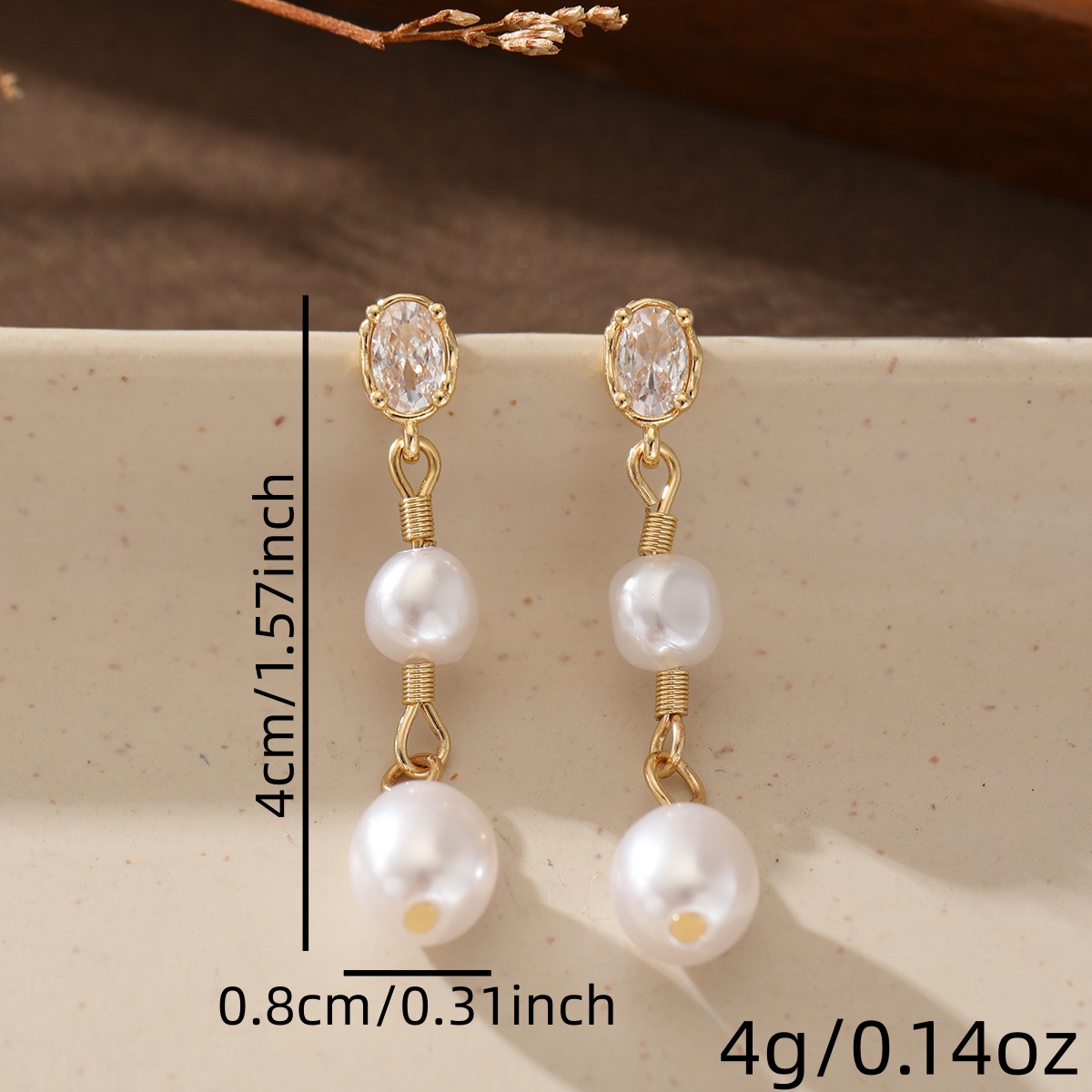 Women's French-Style Claw-Setting Earrings with Synthetic Zirconia